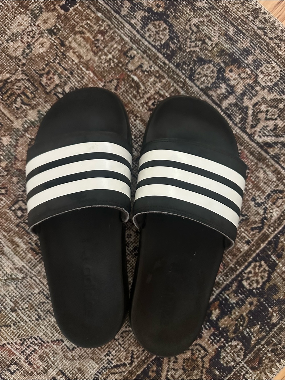 adidas Black and White Slide Sandals